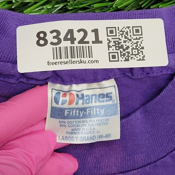 Vintage HANES Shirt Womens XL 22x26 Purple Boston Bleached - Picture 6 of 12